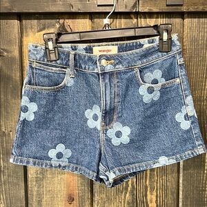 Wrangler Floral Shorts 0 Mid-Rise Vintage Short Denim Stretch Casual Boho Hippie